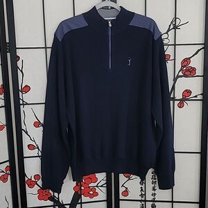 NWT Peter Millar X Large Mens 1/4 Zip 100% Merino Wool Sweater Navy MSRP $275.